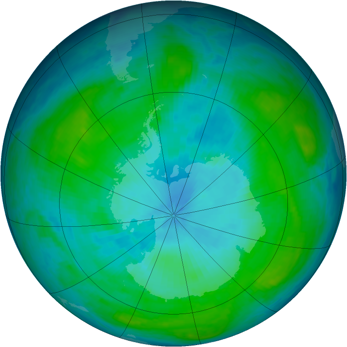 Antarctic ozone map for 01 February 1987